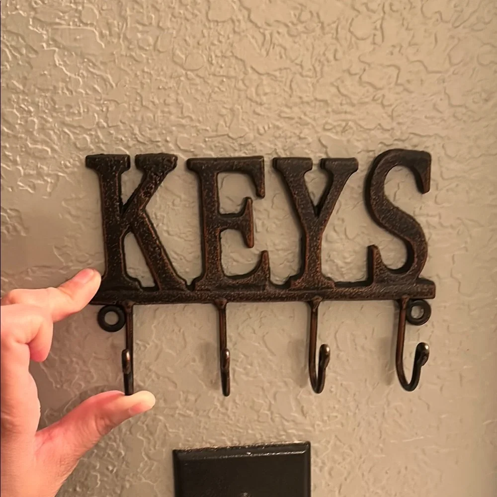 Vintage Bronze Wall Key Holder with Hooks